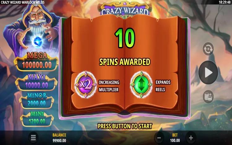 Crazy Wizard Warlocks Wilds - Free Spins
