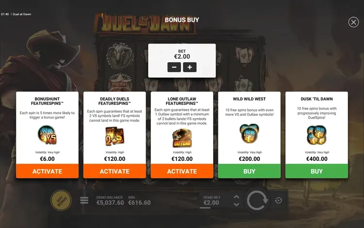 Duel at Dawn - Bonus Buy and Feature Spins