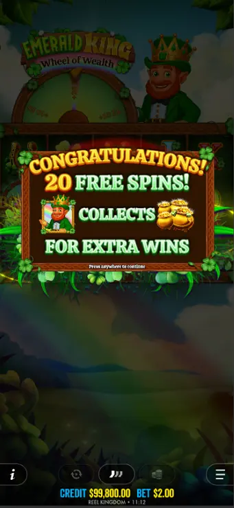 Emerald King Wheel of Wealth - Mobile Bonus