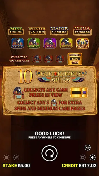 Eye of Horus Legacy of Gold - Mobile Bonus Game