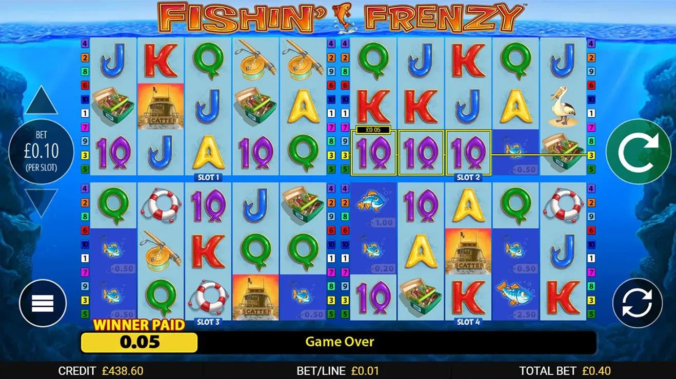 Fishin Frenzy Power 4 Slots Mobile Features - Basegame