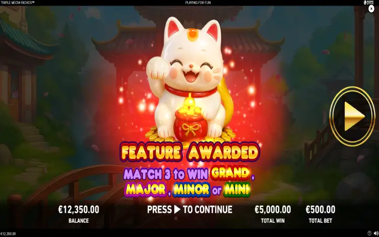 Triple Meow Riches - Free Games Trigger Feature