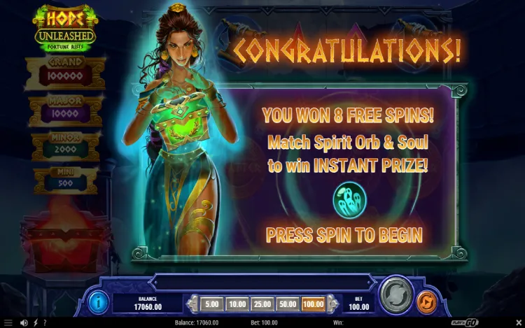Hope Unleashed Fortune Rises - Free Spins Feature