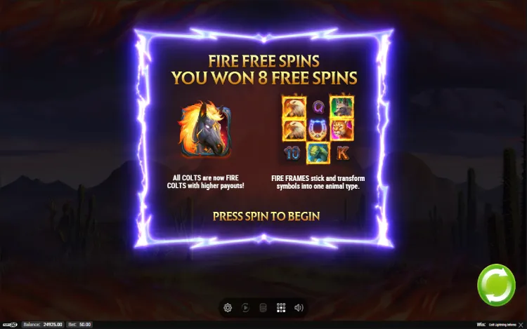 Colt Lightning Inferno - Free Spins Feature