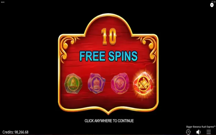Bigger Bonanza Rush Express - Free Spins Feature