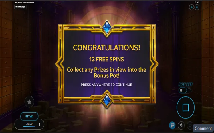 Big Bucks Blitz Bonus Pot - Free Spins Feature