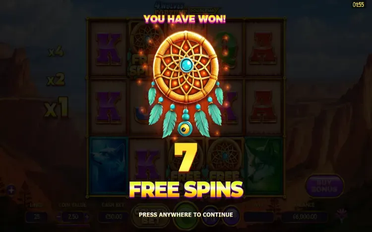 4 Wolves of Fortune - Free Spins