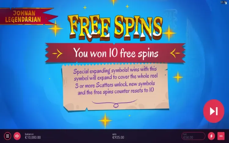 Johnan Legendarian - Free Spins Feature