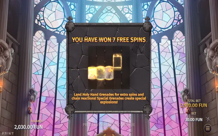 Holy Hand Grenade 2 - Free Spins Feature
