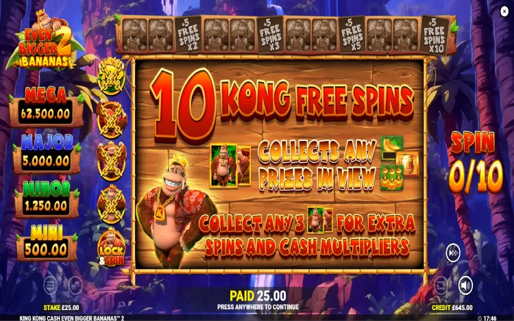 King Kong Cash Even Bigger Bananas 2 - Free Spins Feature