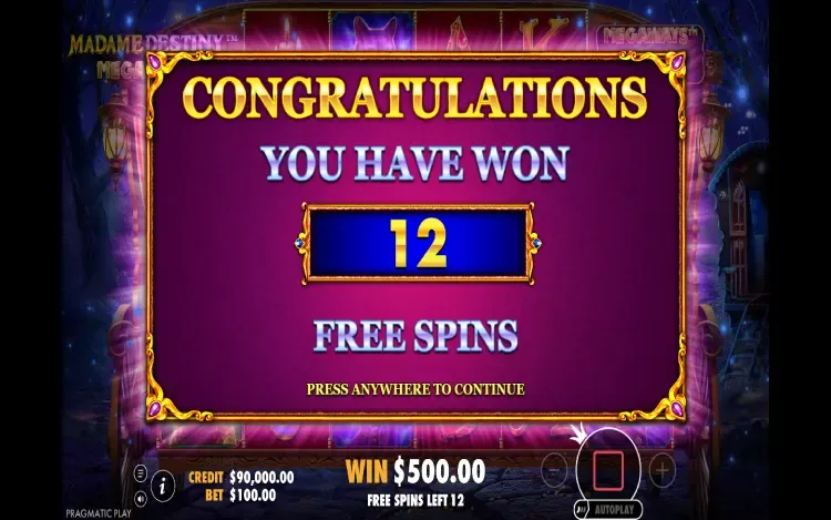 Madame Destiny Megaways - Free Spins Feature