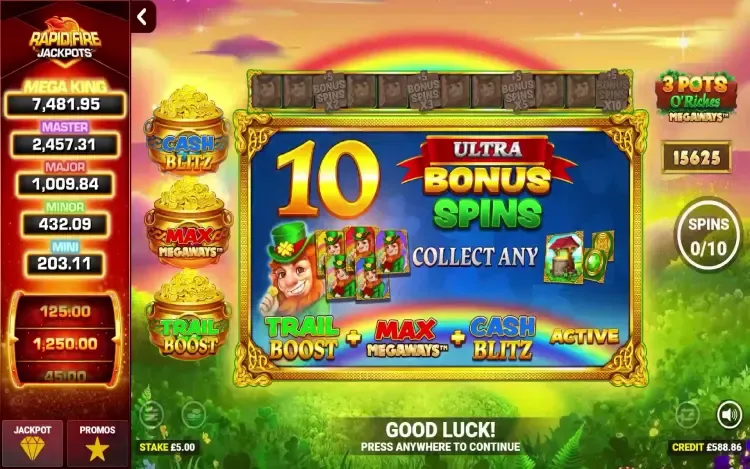 3 Pots O’ Riches Megaways Rapid Fire - Free Spins & Enhanced Free Spins Feature