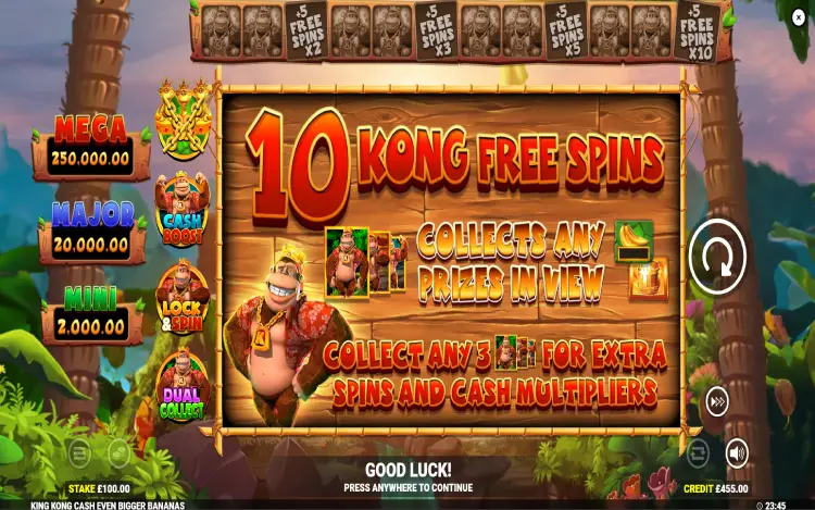 King Kong Cash Even Bigger Bananas - Free Spins Feature