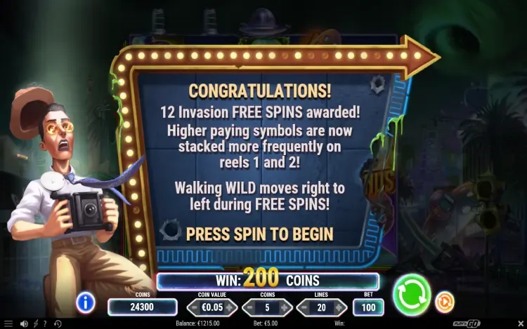Invading Vegas - Free Spins Feature