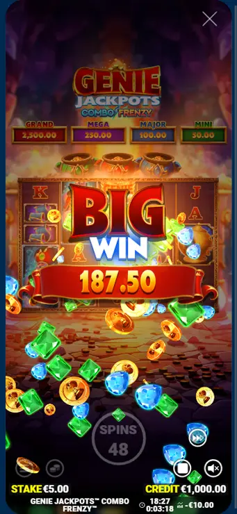 Genie Jackpots Combo Frenzy - Mobile Simple Win