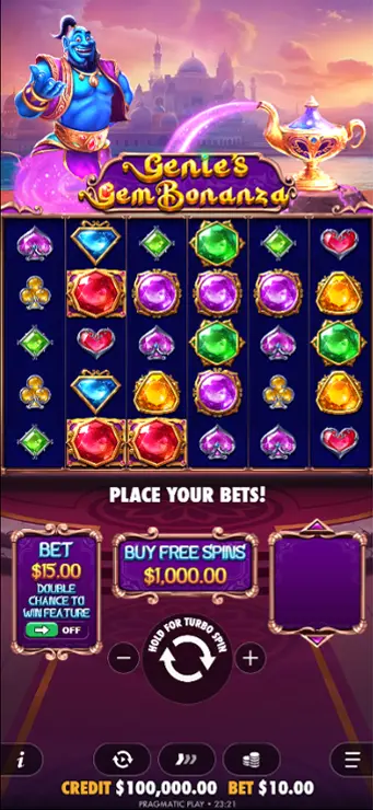 Genie's Gem Bonanza - Base Game Mobile Feature