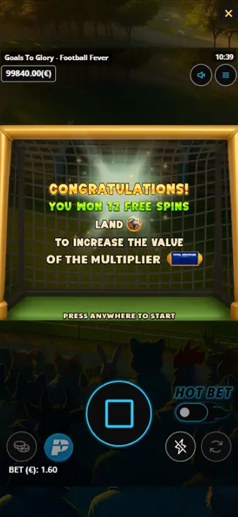 Goals to Glory Football Fever - Mobile Bonus Game