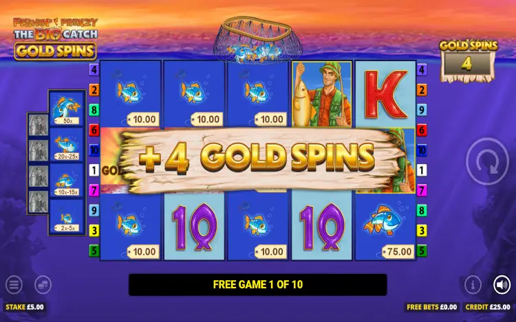 Fishin' Frenzy The Big Catch Gold - Gold Spins Feature