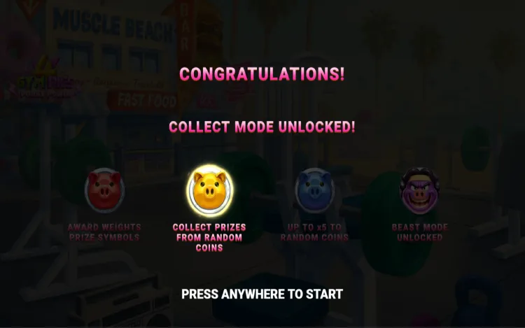 4 Gym Pigs - Porky Power - Hog & Win Feature