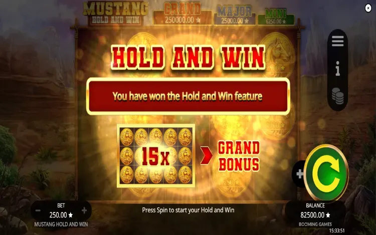 Mustang Hold and Win - Hold and Win Round Feature