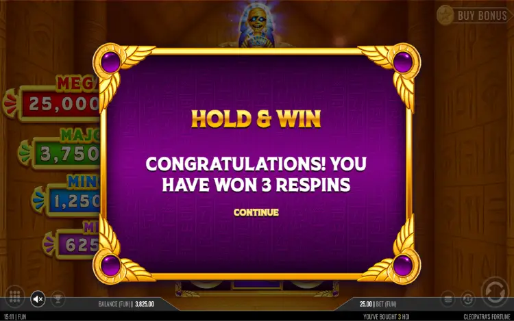 Cleopatra's Fortune - Hold and Win Round Feature