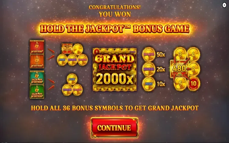 36 Coins - Hold the Jackpot Bonus Game Feature