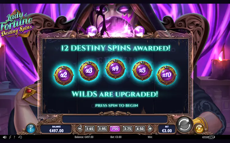 Lady of Fortune Destiny Spins - Mobile Bonus