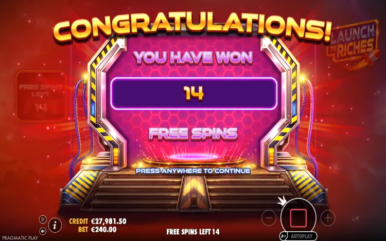 Launch to Riches - Free Spins Feature