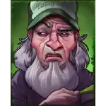 Man with a green cap and white beard (green background)