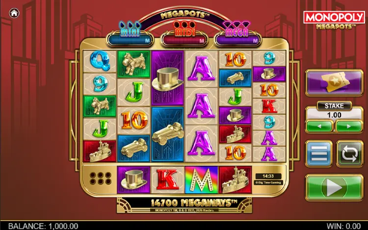 Monopoly Megapots - RTP & Wagering