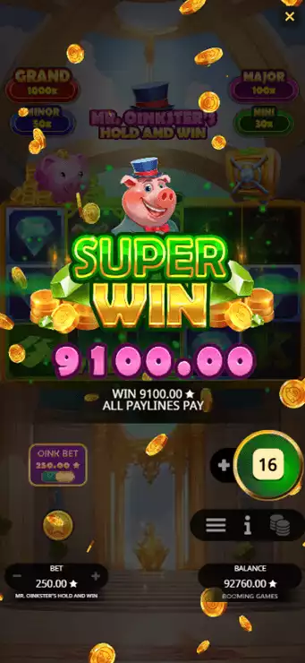 Mr Oinkster's Hold and Win - Mobile Win