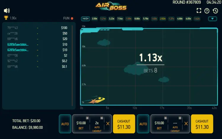 AirBoss Crash - Multiple Bets