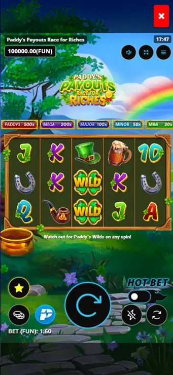 Paddy’s Payouts Race to Riches - Mobile Base Game