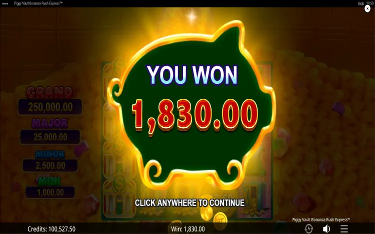Piggy Vault Bonanza Rush Express - Mobile Simple Win