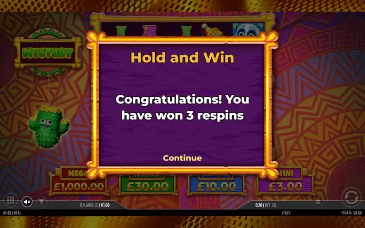 Pinata Go Go Bonus Features - Hold and Win