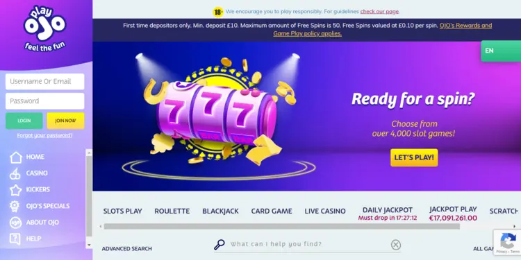 PlayOJO Slots