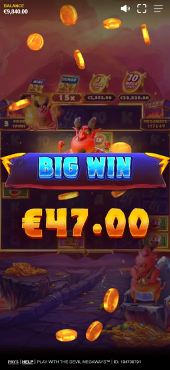Play With the Devil Megaways - Mobile Win
