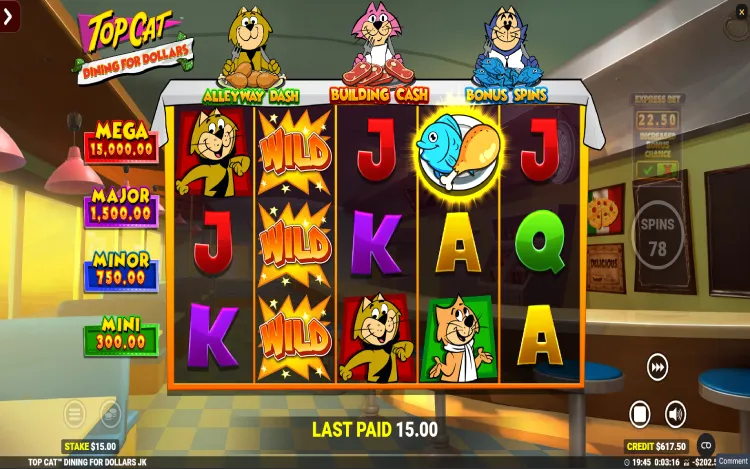 Top Cat Dining For Dollars Jackpot King - Pot Features