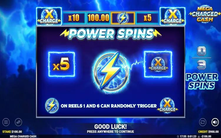 Mega Charged Cash - Power Spins Feature