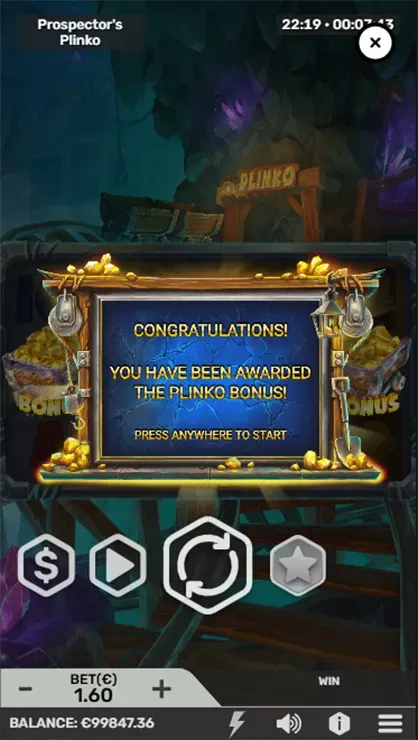 Prospectors Plinko - Mobile Bonus Game