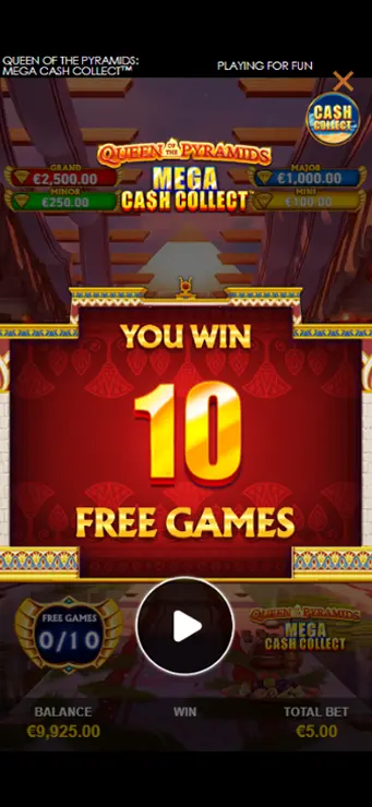 Queen of the Pyramids Mega Cash Collect - Mobile Bonus