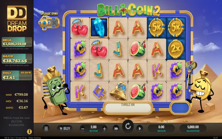 Bill & Coin 2 Dreamdrop - RTP and Wagering