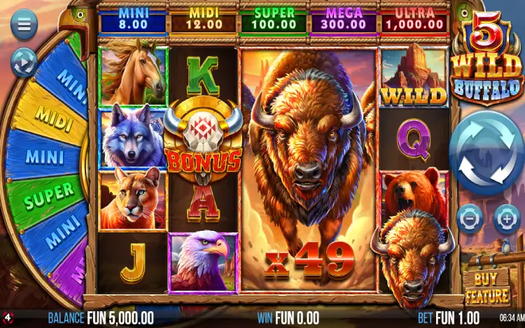 5 Wild Buffalo RTP and Wagering