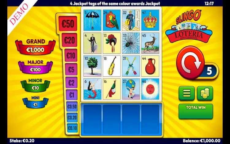 Slingo Loteria - RTP and Wagering