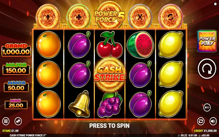 Cash Strike Power Force 5 -  RTP and Wagering