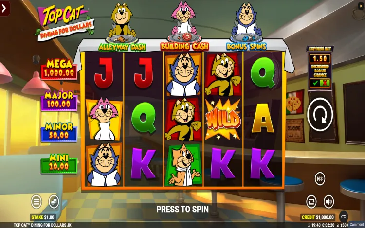 Top Cat Dining For Dollars Jackpot King - RTP and Wagering
