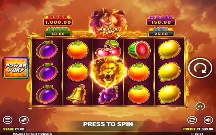 Majestic Fury Power 5 - RTP and Wagering Symbol