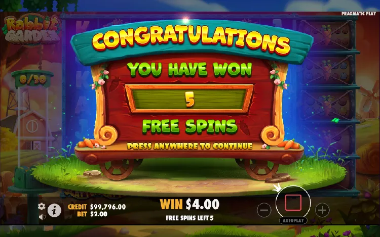 Rabbit Garden - Free Spins Bonus Round