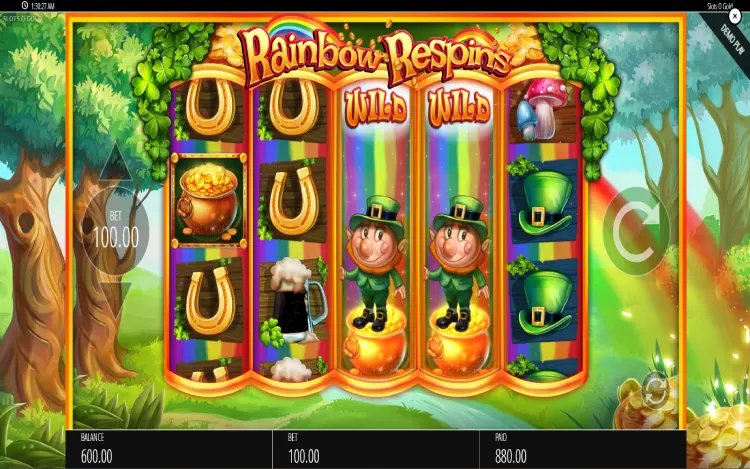 Slots O’ Gold - Rainbow Respins with Sticky Wilds Feature