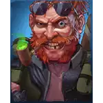 Red-haired man with a glowing pipe (blue background)